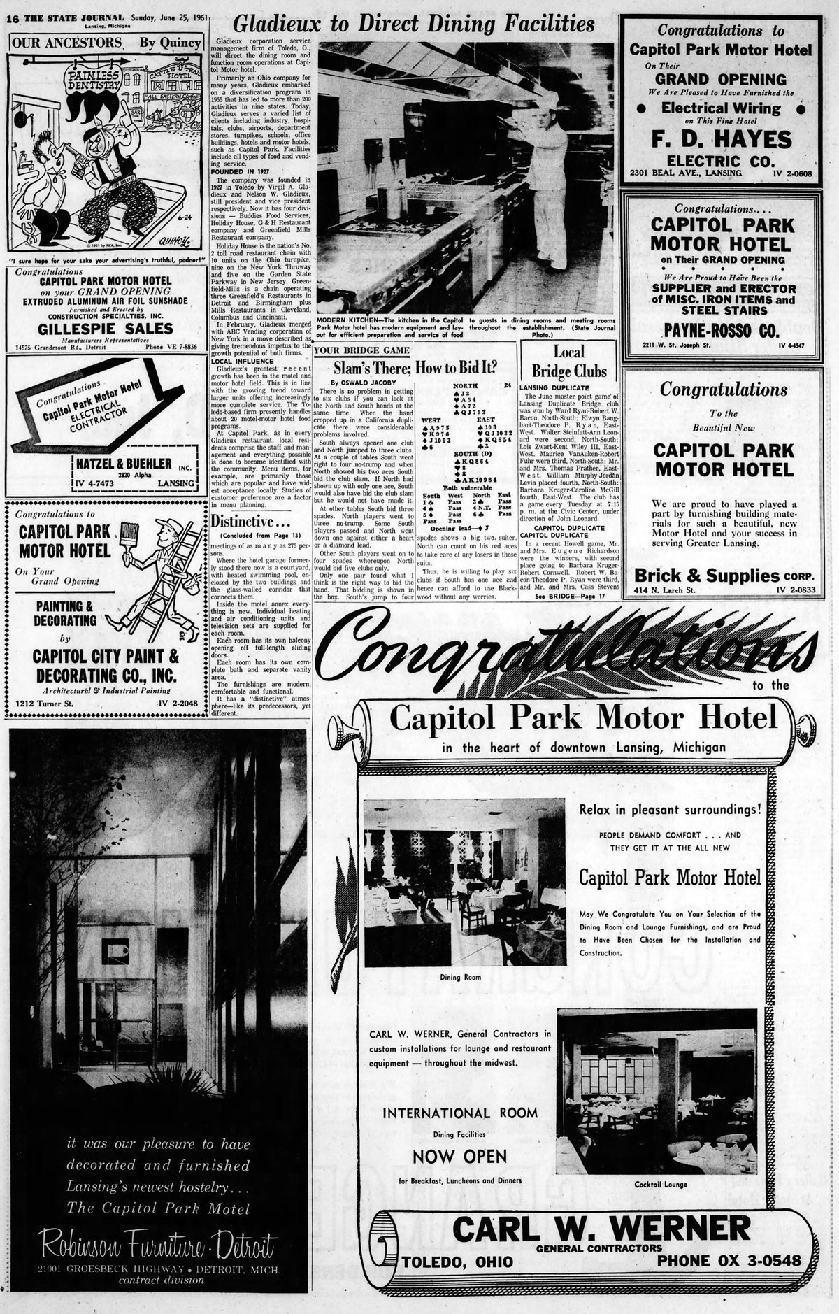 Capitol Park Motor Hotel - June 25 1961 Opening Article (newer photo)